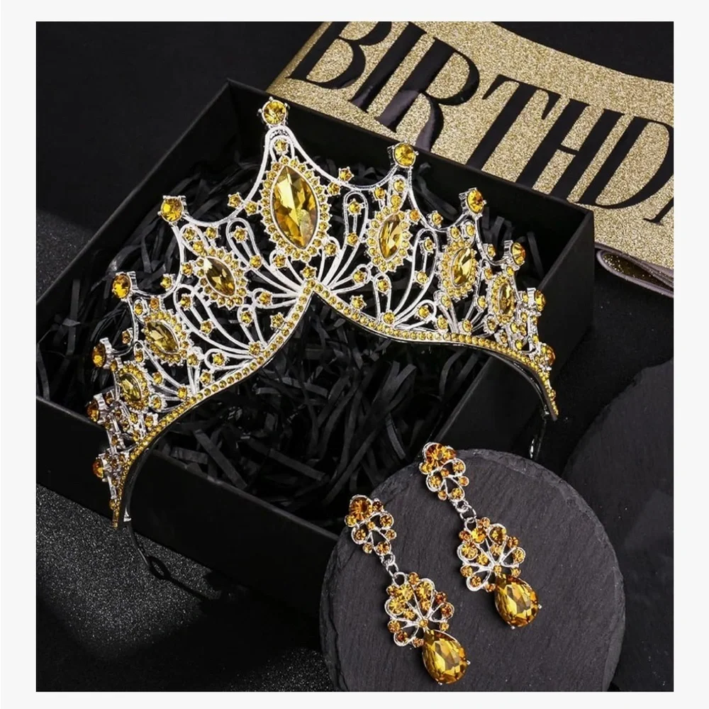 Gold Birthday Queen Tiara and Sash Set 064